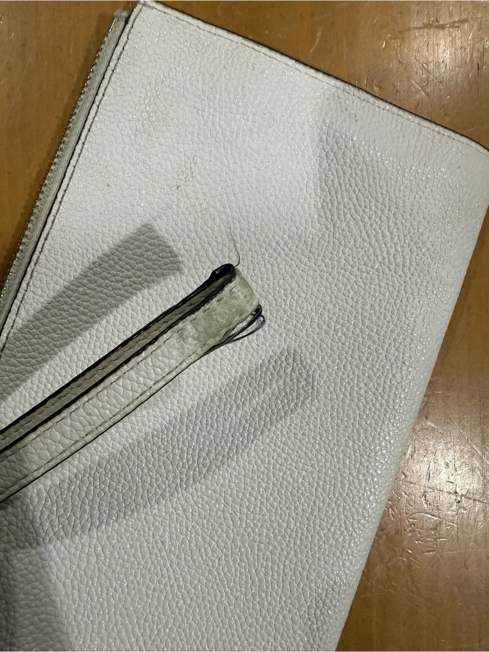 Michael Kors White Pebbled Leather Wristlet Clutch with Detachable Strap